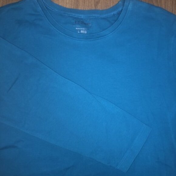 L.L Bean Blue Long Sleeve Cotton Pullover Shirt Size Large Regular - Picture 1 of 6